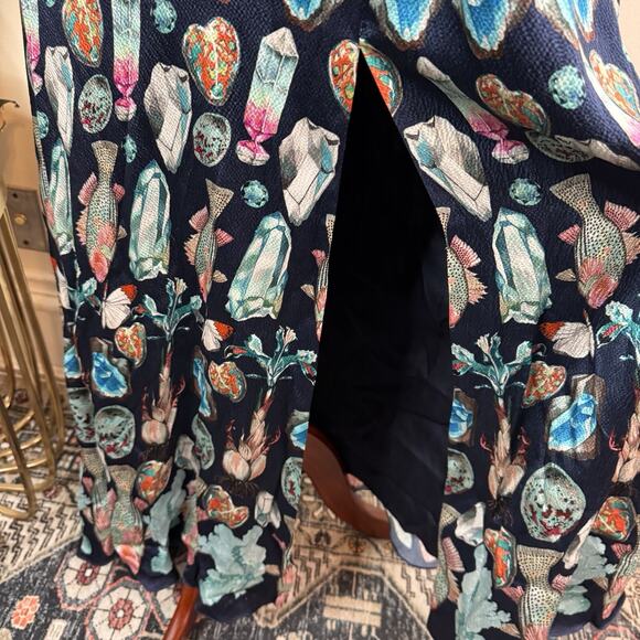 Temperley London Quartz Maxi Dress 100% Silk Botanical Ruffle Size 6 Elegant - Picture 6 of 16